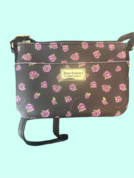 Juicy Couture Handbags - Juicy Couture Black Crossbody with Pink Rose Print